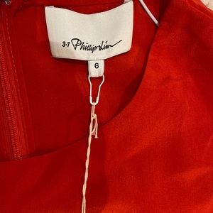 Long-sleeve Layered 100% Silk Dress In Poppy